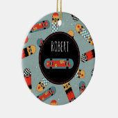 Retro Skateboard Blauw Cool Kinder Keramisch Ornament (Rechts)