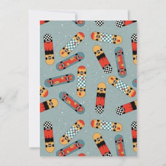 Retro Skateboard Blue Cool Skateboarder Verjaardag Kaart (Achterkant)