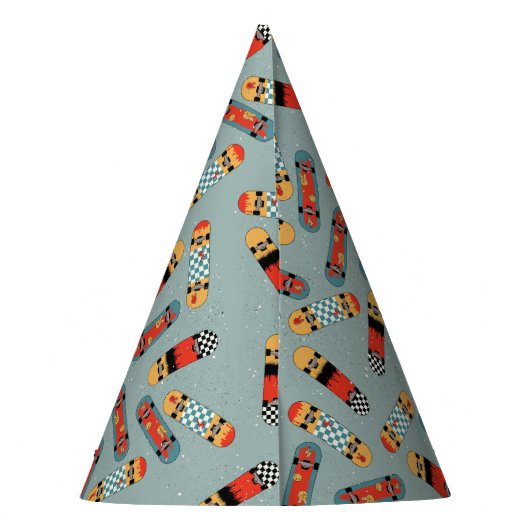 Retro Skateboard Blue Cool Skateboarding Verjaarda Feesthoedjes (Achterkant)