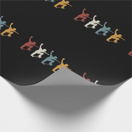 Retro  skateboard cadeaupapier (Hoek)
