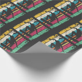 Retro Skateboard springen Silhouette Cadeaupapier (Hoek)