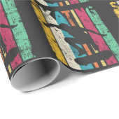 Retro Skateboard springen Silhouette Cadeaupapier (Rol Hoek)