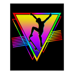 Retro Skateboarden Silhouet Skater Perfect Poster
