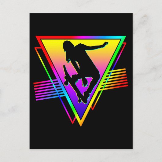 Retro Skateboarden Skater Briefkaart (Voorkant)