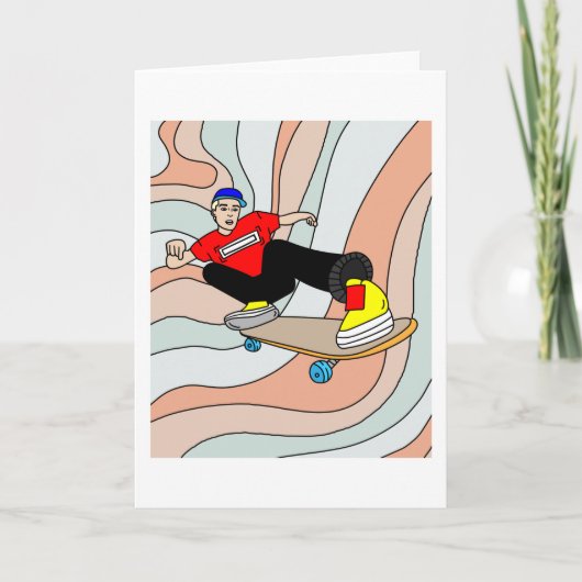 Retro Skateboarder Kaart (Voorkant)