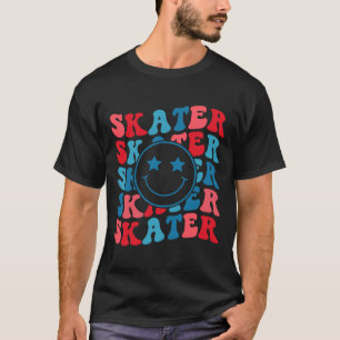 Retro Skater Girl Amerikaanse Skateboardliefhebber T-shirt