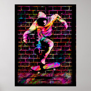 Retro Skater - Skateboarder -  Skateboard P Poster