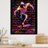 Retro Skater - Skateboarder - Skateboard P Poster (Keuken)