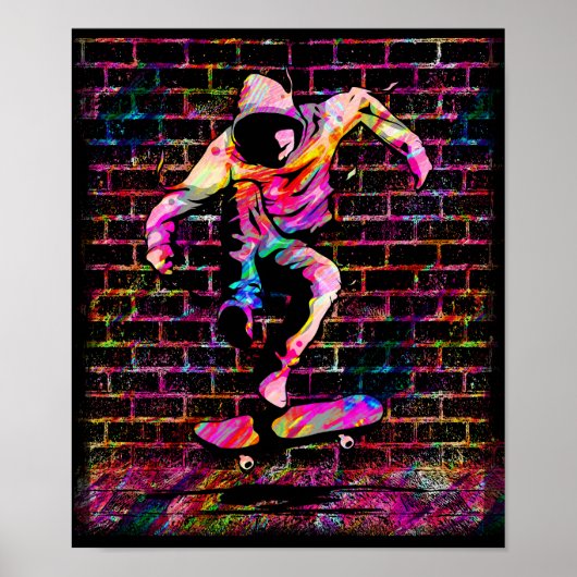 Retro Skater - Skateboarder - skateboard Poster (Voorkant)