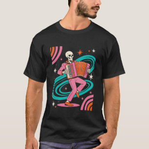 Retro skelet accordeonspeler u2013 Jazzband muziek T-shirt