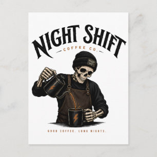 Retro Skelet Barista Nachtploeg Coffee Co Briefkaart