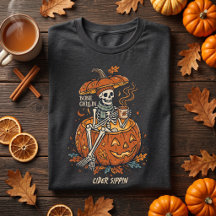 Retro skelet Halloween drinkt cider