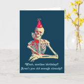 Retro skeleton Birthday Kaart (Gele Bloem)