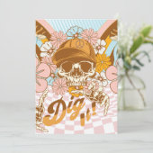 Retro Skeleton Botanische Florals Kaart (Staand voorkant)