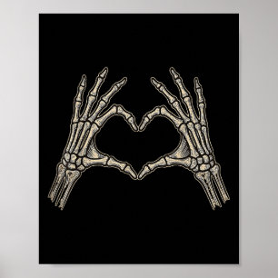 Retro Skeleton Handen Hart Teken Halloween Kostuum Poster