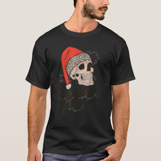 Retro Skeleton met kerstvibes Santa Skull Happy H T-shirt (Voorkant)