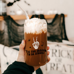 Retro Skeleton Vredesteken Halloween Sipper Blikvorm Glas