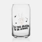 Retro Skeleton Vredesteken Halloween Sipper Blikvorm Glas (Voorkant)