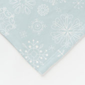 Retro Sketch, bevroren Snowflakes op ijsblauw Fleece Deken (Hoek)