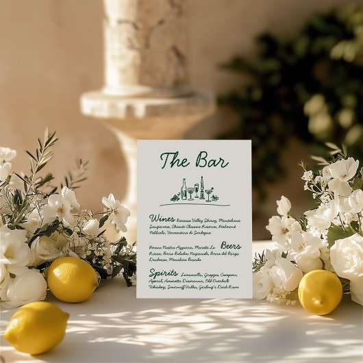 Retro Sketch Hand-Drawn Bar Trouwtafel Teken Kaart