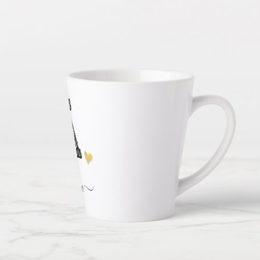Retro Sketch Monogram Letter A, Latte Mok (Rechts)