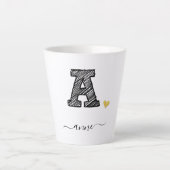 Retro Sketch Monogram Letter A, Latte Mok (Voorkant)