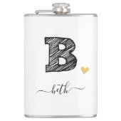 Retro Sketch Monogram Letter B, kolf Heupfles (Voorkant)