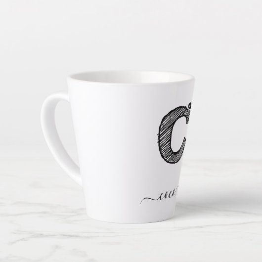 Retro Sketch Monogram Letter C, Latte Mok (Linkerhoek)