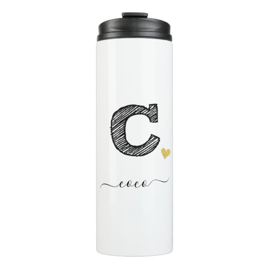 Retro Sketch Monogram Letter C, Thermal Tumbler Thermosbeker (Voorkant)