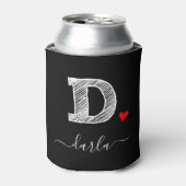 Retro Sketch Monogram Letter D, Koelbox Blikjeskoeler (Blikje Voorkant)