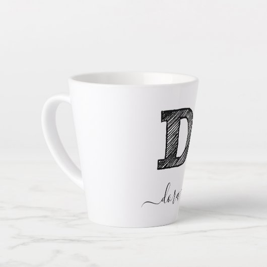 Retro Sketch Monogram Letter D, Latte Mok (Linkerhoek)