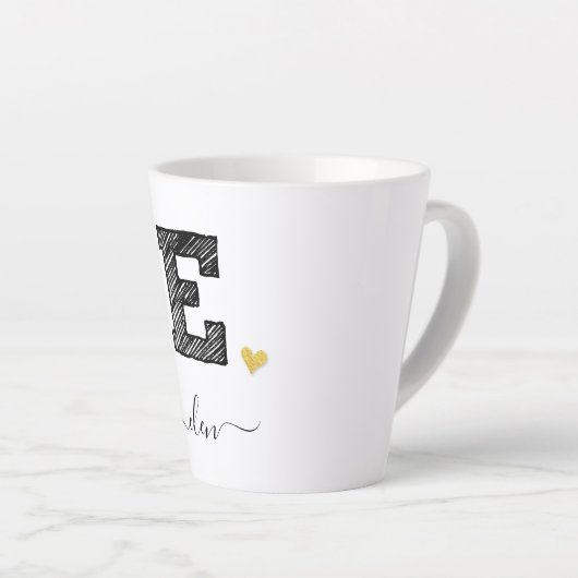 Retro Sketch Monogram Letter E, Latte Mok (Rechterhoek)