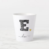 Retro Sketch Monogram Letter E, Latte Mok (Voorkant)