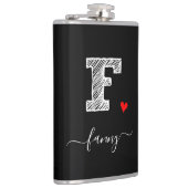 Retro Sketch Monogram Letter F, kolf Heupfles (Rechts)