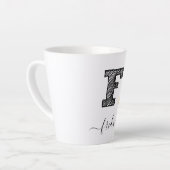Retro Sketch Monogram Letter F, Latte Mok (Linkerhoek)