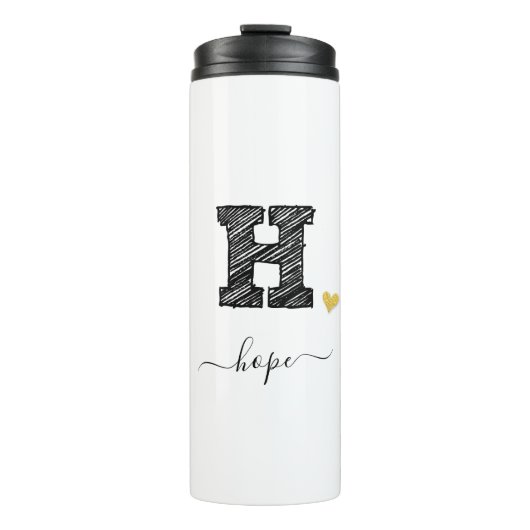 Retro Sketch Monogram Letter H, Thermal Tumbler Thermosbeker (Voorkant)