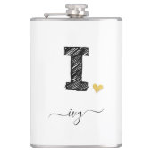 Retro Sketch Monogram Letter I, Flask Heupfles (Voorkant)