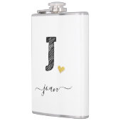 Retro Sketch Monogram Letter J, Flask Heupfles (Links)