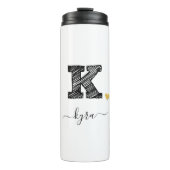 Retro Sketch Monogram Letter K, Thermal Tumbler Thermosbeker (Voorkant)