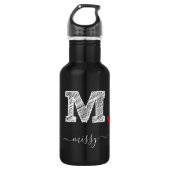 Retro Sketch Monogram Letter M, Waterflesje Waterfles (Voorkant)