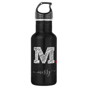 Retro Sketch Monogram Letter M, Waterflesje Waterfles