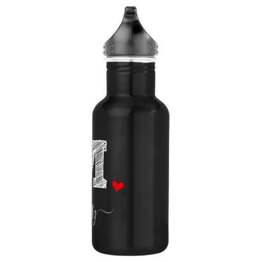 Retro Sketch Monogram Letter M, Waterflesje Waterfles (Rechts)