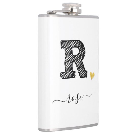 Retro Sketch Monogram letter R, kolf Heupfles (Rechts)