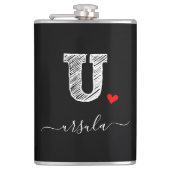 Retro Sketch Monogram Letter U, Kolf Heupfles (Voorkant)