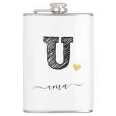 Retro Sketch Monogram Letter U, Kolf Heupfles (Voorkant)