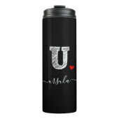 Retro Sketch Monogram Letter U, Thermal Tumbler Thermosbeker (Voorkant)