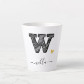 Retro Sketch Monogram Letter W, Latte Mok (Voorkant)