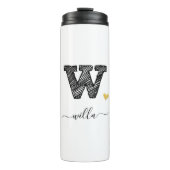 Retro Sketch Monogram Letter W, Thermal Tumbler Thermosbeker (Voorkant)