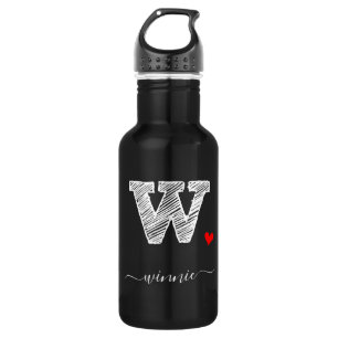 Retro Sketch Monogram Letter W, Waterflesje Waterfles
