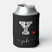 Retro Sketch Monogram Letter Y, Koelbox Blikjeskoeler (Blikje Voorkant)